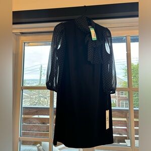 Tie-neck Black Semi-fitted Calvin Klein Dress